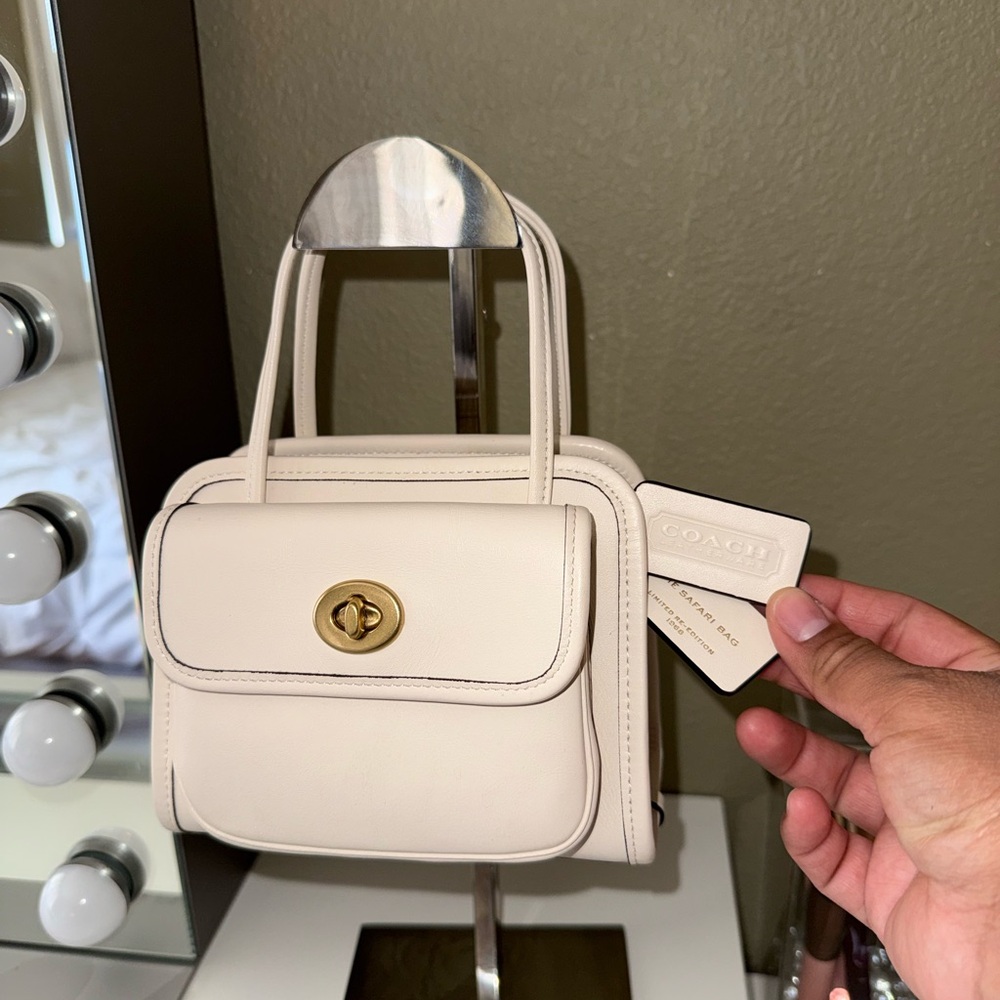 ****SOLD****Coach The Safari Bag Mini Turnlock Leather Satchel in Chalk